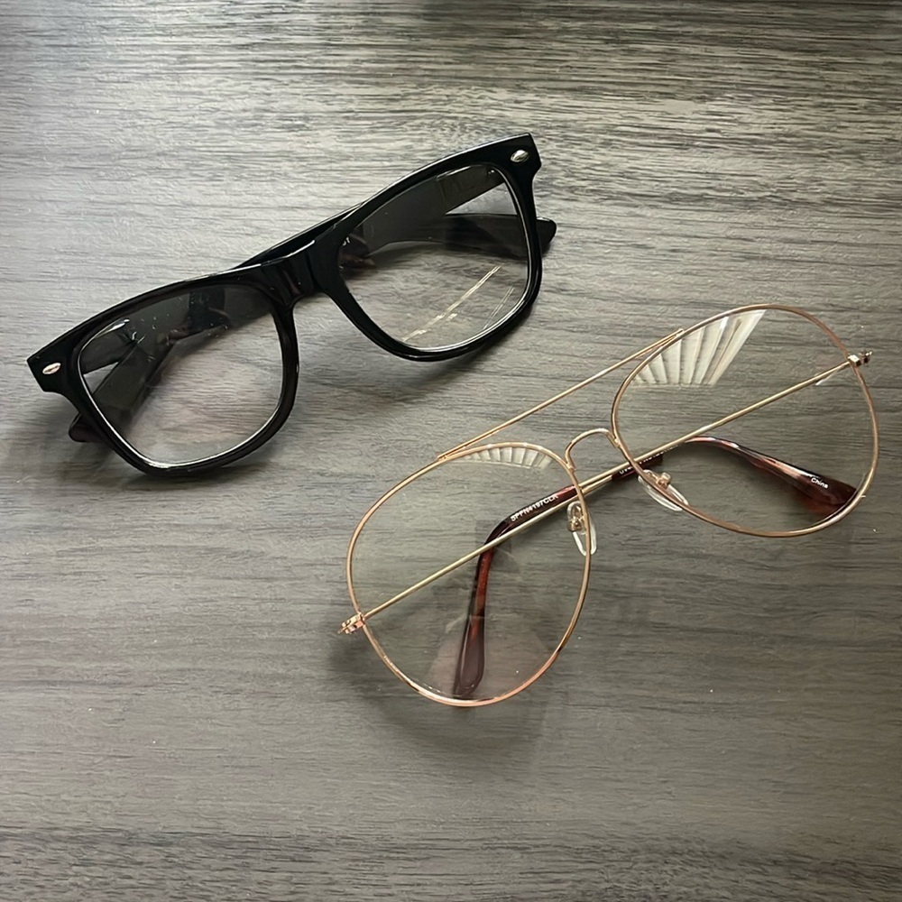 Fashion Nova Black Wayfarer and Gold Aviator Sunglasses